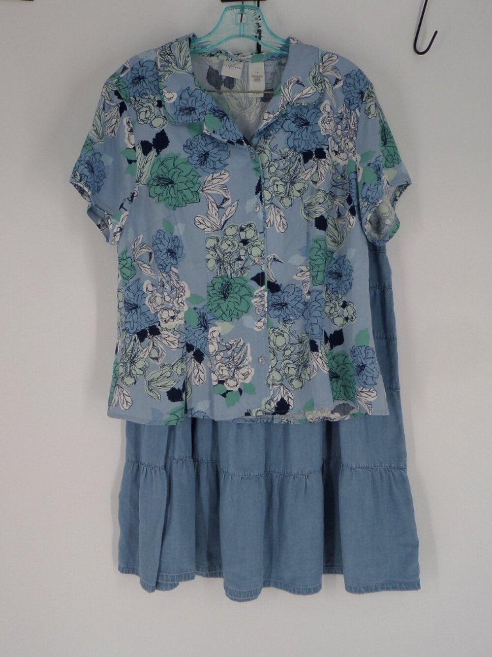 Emma James Blue Floral Skirt Set